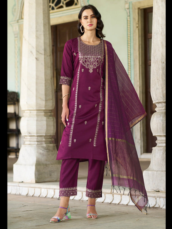 Purple Viscose Rayon Pant Suit 189468